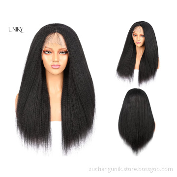 Uniky Wholesale Yaki Human Hair Wig 13*6 HD Lace Frontal Wig Unprocessed Original Brazilian Virgin Cuticle Aligned HD Lace Wig